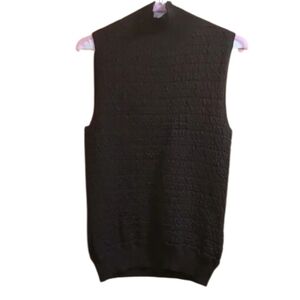 Kenneth Cole New York Textured Dark Brown Sleeveless Mockneck Sweater Vest